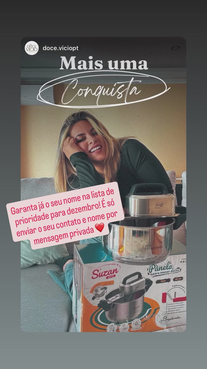 COMBO: PANELA PARA MEXER DOCES SUZAN PRO 28 INOX + SUPORTE + CAPAS + CURSO E FRETE GRÁTIS DE BRINDE